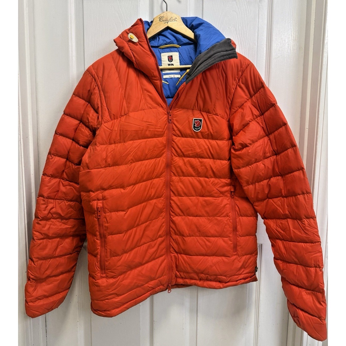 Fjallraven 1974 Expedition Orange Down Hoodie Jacket Men's M Medium Pack Down